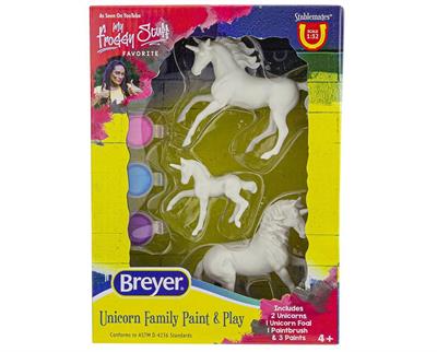 Breyer Horses Stablemates Unicorn Family Paint & Play #4262 Unicorns come in many different colors, and this exciting activity set lets you decide what those colors can be. The complete set comes with everything you need to create a beautiful unicorn family