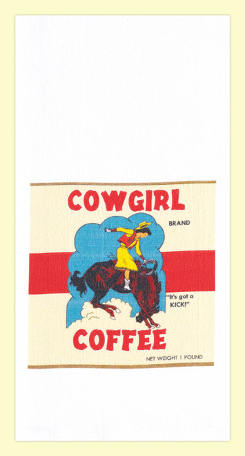 Red and White Kitchen Retro Cowgirl Coffee Flour Sack Towel 100% Cotton Red and White Kitchen Retro Cowgirl Coffee Flour Sack Towel 100% Cotton