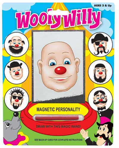 PlayMonster Full Color Wooly Willy Drawing/Creativity/Doodle Toy #32 Use the magnetic wand to move iron powder into position to draw whiskers, sideburns, a mustache or different hairstyles on Wooly Willy® and his friends. Dozens of designs are possible. The 7″ x 8¾” self-contained package makes it easy to practice your art