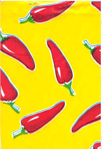 Chiles Red on Yellow Oil Cloth, Yardage