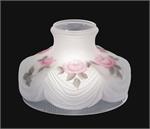 This quality reproduction of the Coleman #322 Shade features hand-painted pairpoint design of Roses in muted pinks and garland/foliage in greens on the inside of the shade. The combination of frosted and clear glass allows for the maximum light output, wh
