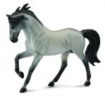 Cantering, galloping, running gray toy horse