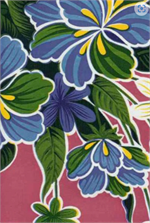 Hibiscus on Pink Oil Cloth, Yardage