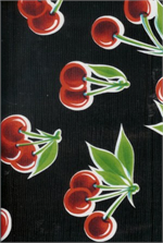 Oilcloth yardage with a classic design of eye-catching cherries. Equal parts country-chic and pin-up rockabilly. Great for your kitchen, on tables, in drawers, and under the sink.