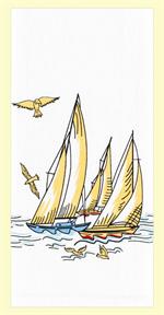 Red and White Kitchen Retro Wind in Your Sails Flour Sack Towel #VL105