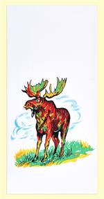 Red and White Kitchen Retro Manfred the Moose Flour Sack Towel 100% Cotton