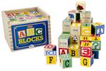 These painted wooden alphabet blocks are a true classic, the kind of toy that stays around from one grateful generation to the next. Each 1.25-inch cube is stamped with letters, numbers, and objects. Kids will spend hours at a time with these blocks, buil