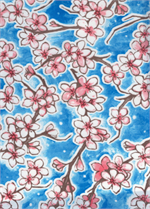 Fuji on Blue Oil Cloth, Full Bolt