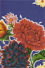 Mums on Blue Oil Cloth, Full Bolt