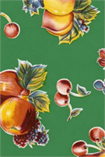 Pears and Apples on Green Oil Cloth, Full Bolt