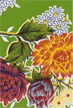 Mums on Green Oil Cloth, Yardage