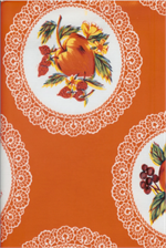 Doily with Fruit on Orange Oil Cloth, Full Bolt