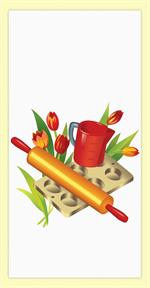 Red and White Kitchen Retro Bake Off Flour Sack Towel 100% Cotton