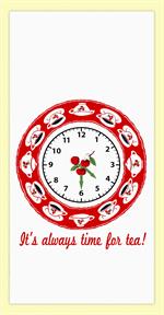 Red and White Kitchen Retro Time for Tea Flour Sack Towel 100% Cotton