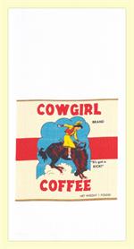 Red and White Kitchen Retro Cowgirl Coffee Flour Sack Towel 100% Cotton