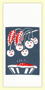 Red and White Kitchen Retro Cherry Pie Flour Sack Towel 100 % Cotton
