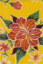 Hibiscus on Yellow Oil Cloth, Yardage